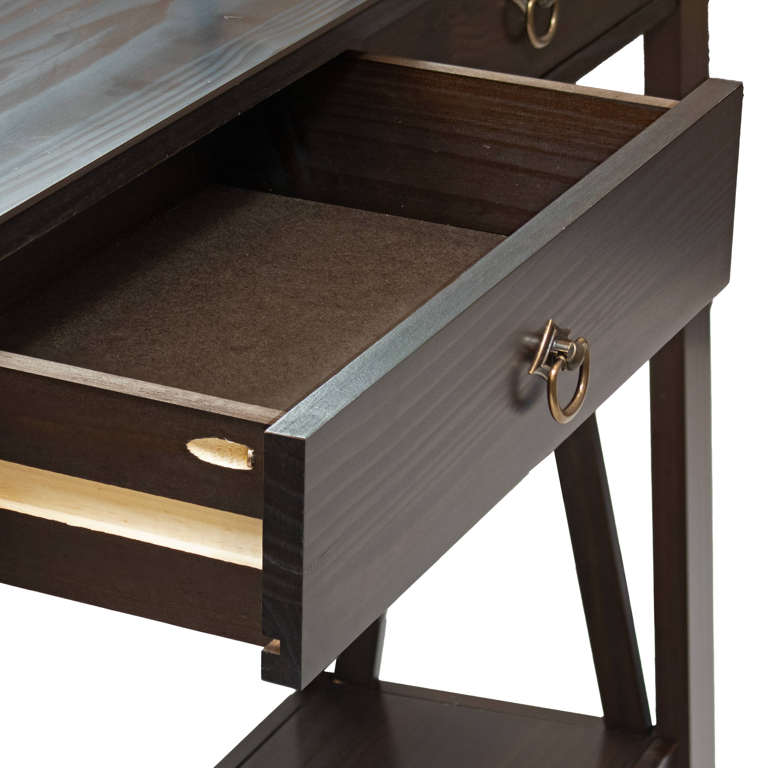 Alt View 10. Sunnydaze - Solid Pine 2-Drawer Console Table - 42 in - Dark Brown.