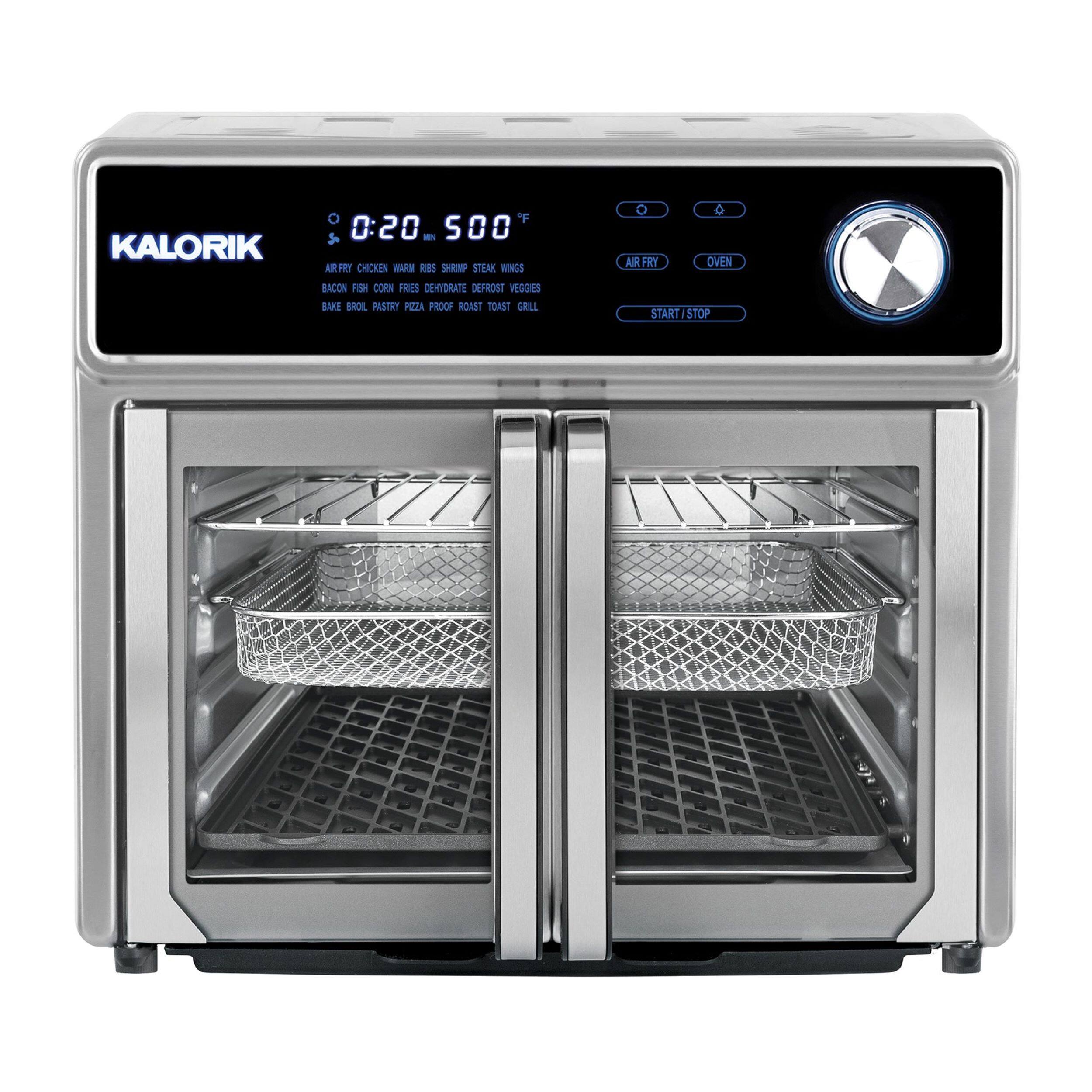 Front. Kalorik - MAXX 26 qt Digital Air Fryer Oven and Grill - Stainless Steel.