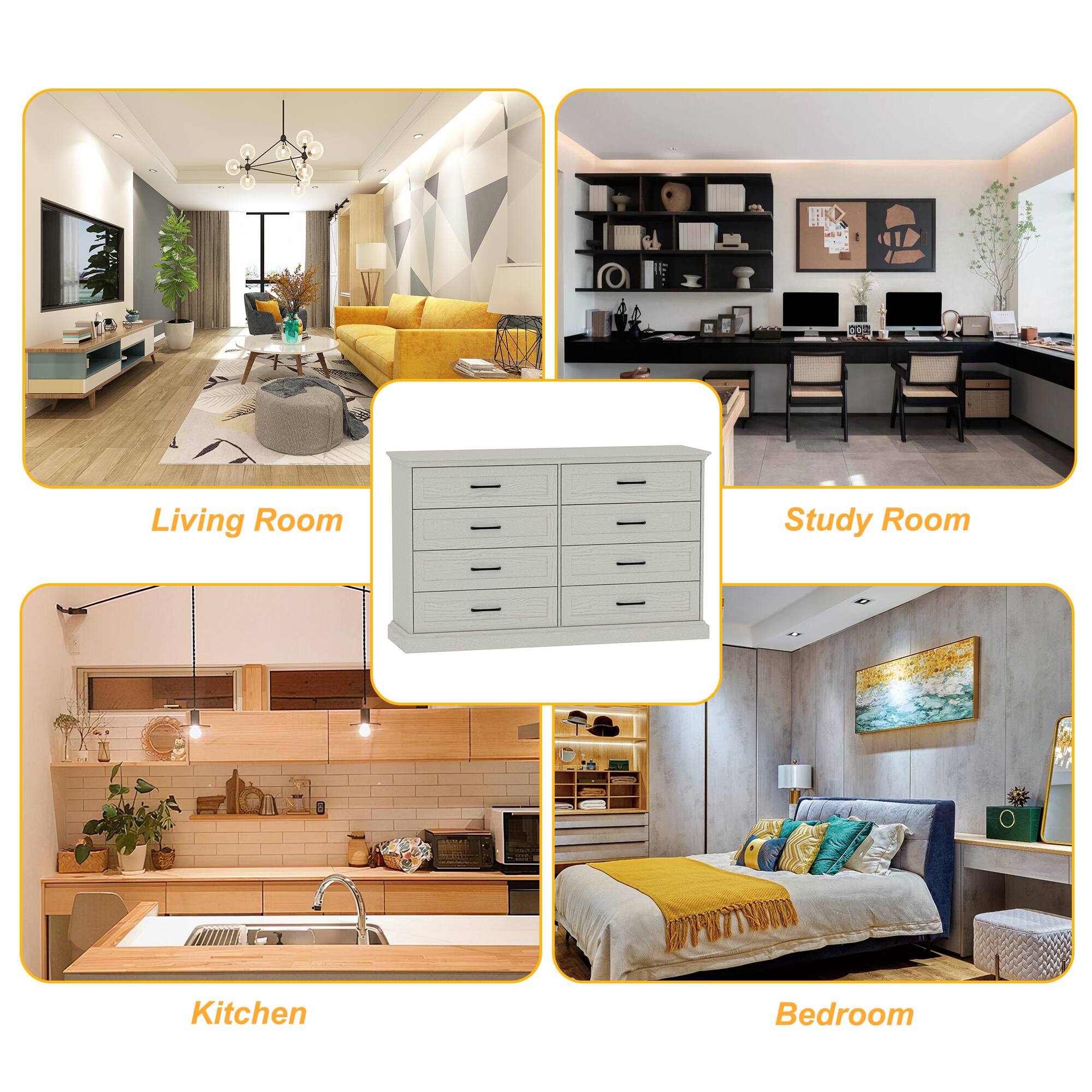 Living Room  
Study Room  
Kitchen  
Bedroom