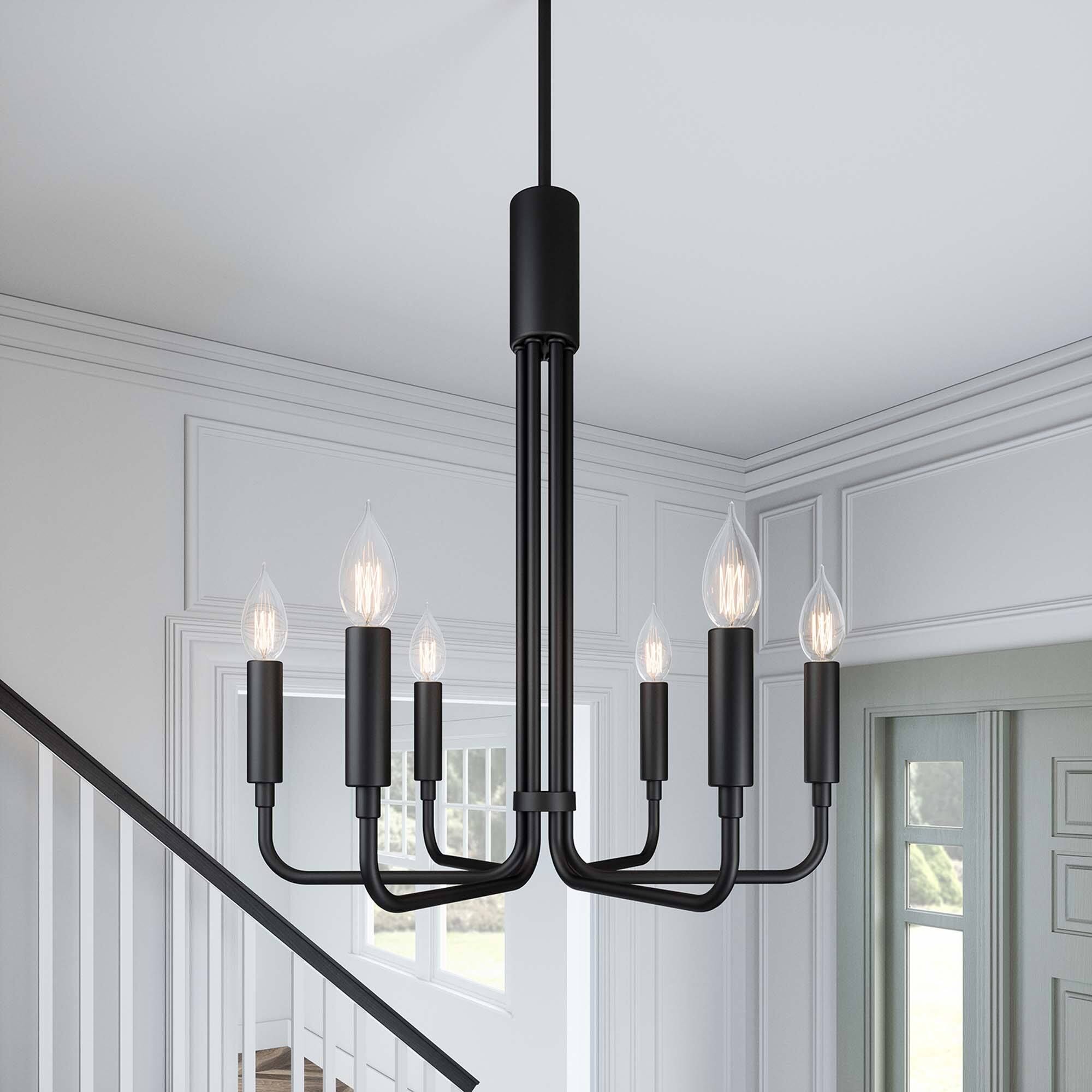 Alt View 1. Modway - Rekindle 6-Light Chandelier by Modway - Black.