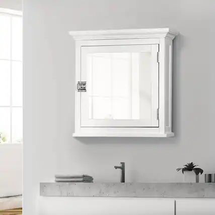 Front. Teamson Home - Teamson Home Madison Removable Medicine Cabinet with Mirrored Door, White - White.