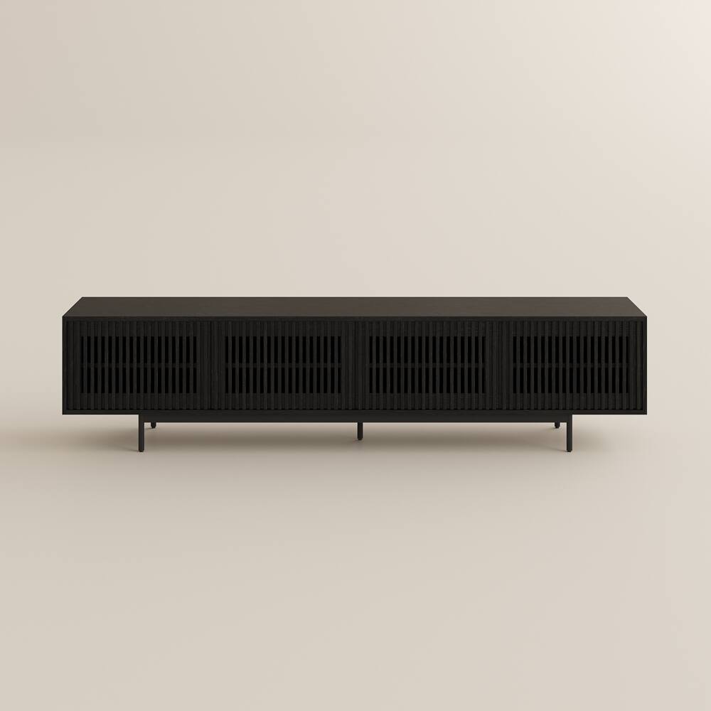 Alt View 7. POVISON - 94.49"Mid-Century Modern TV Stand,Modern TV Console,Entertainment Center Media Console,with Openwork Iron Legs Black - Black.