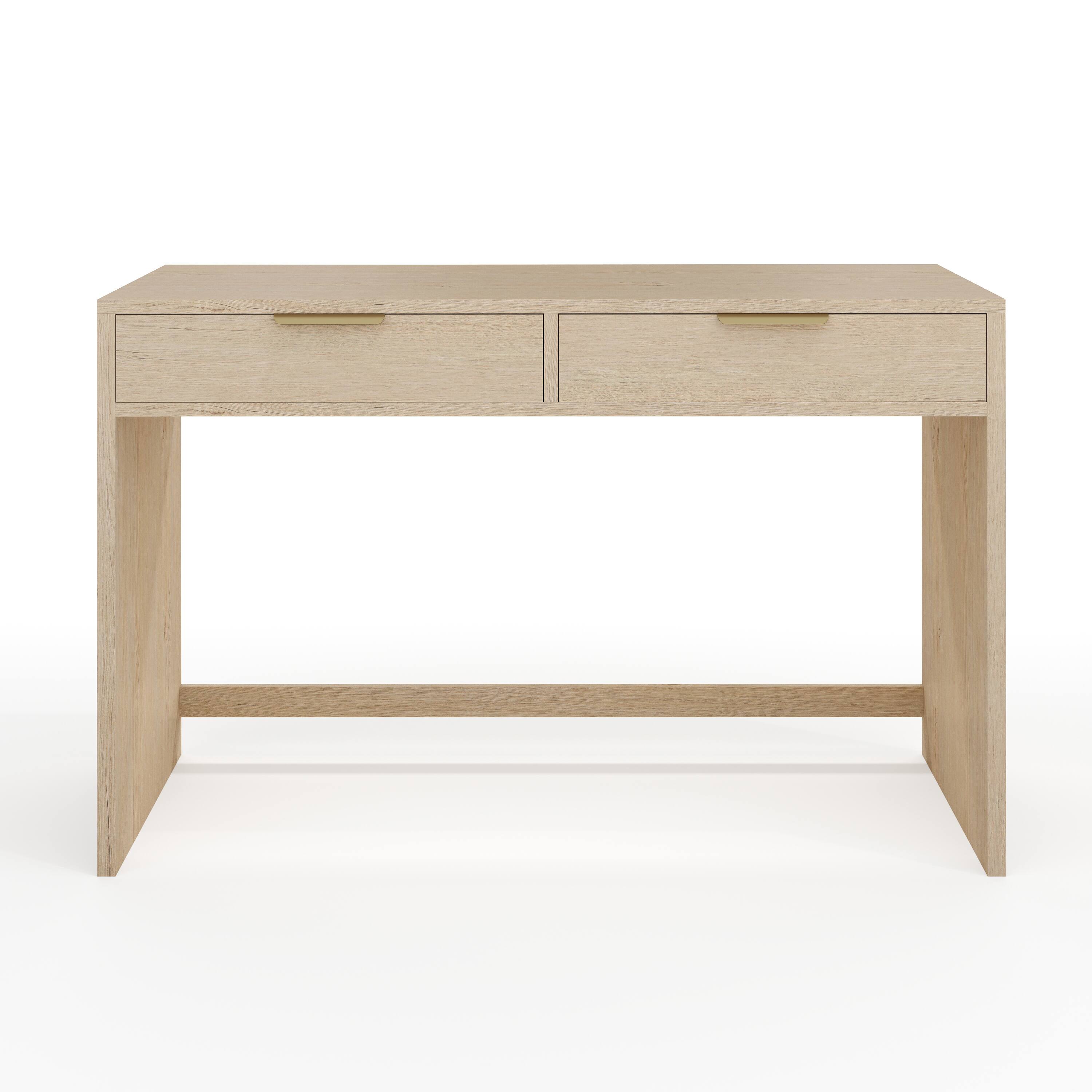 Alt View 9. Martha Stewart - Kayden Home Office Modular Desk with 2 Drawers - Light Natural Frame/Brushed Gold Hardware.