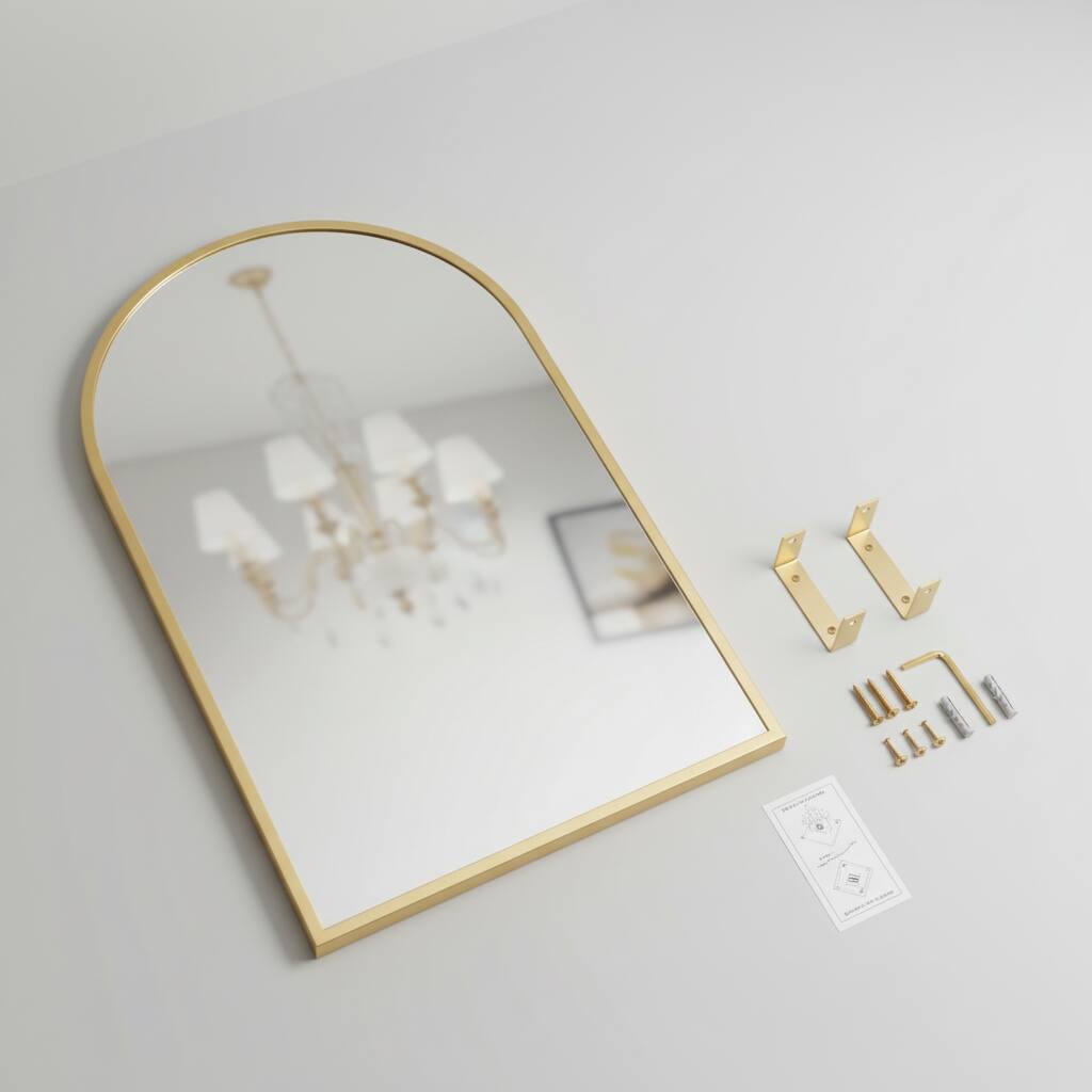 Alt View 1. AOITUN - Arched Gold Bathroom Mirror 20x30 for Home Office Decor, Ideal for Desks with Drawers for Daily Use.