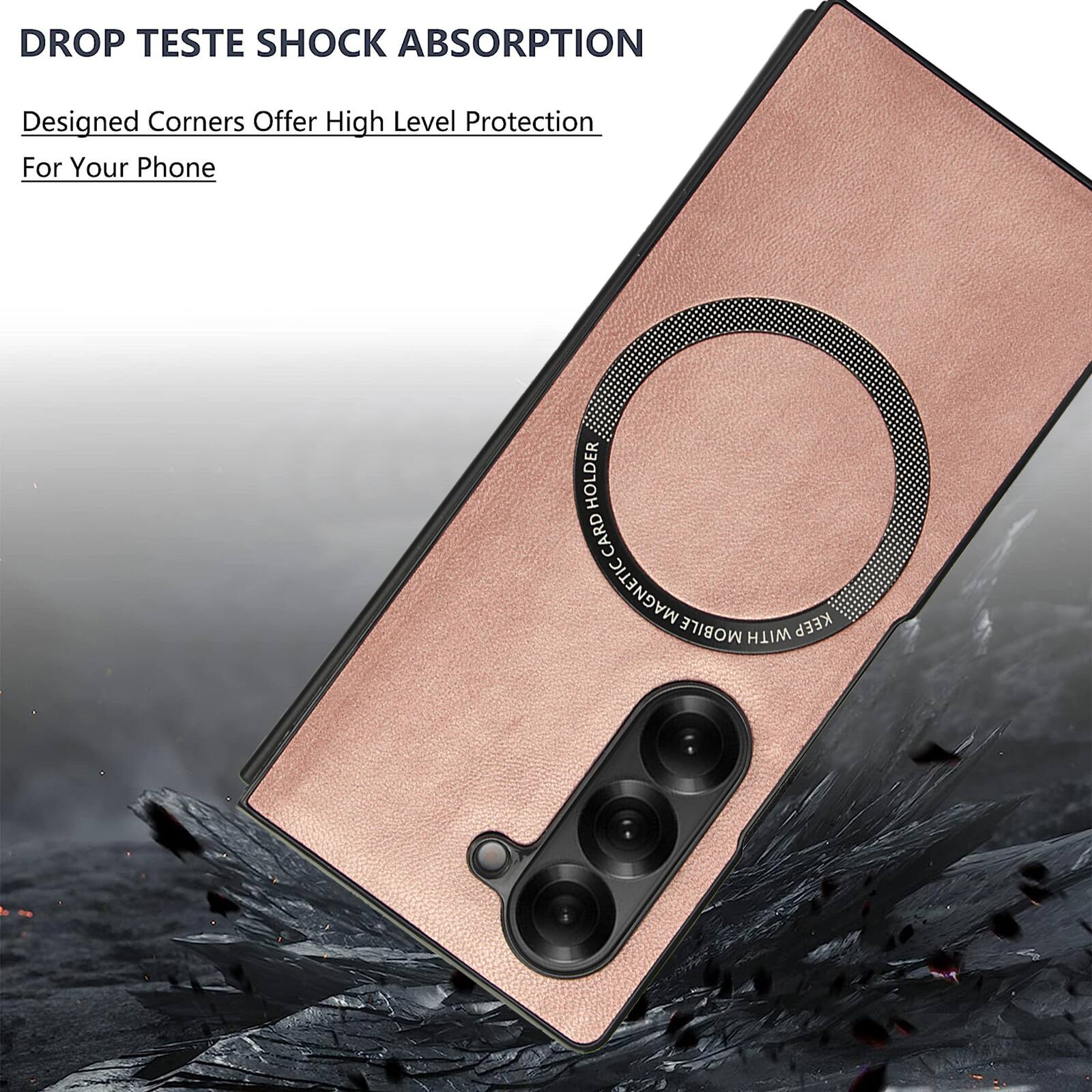 DROP TESTE SHOCK ABSORPTION  
Designed Corners Offer High Level Protection For Your Phone  
HOLDER CARD MAGNETIC KEEP MOBILE WITH
