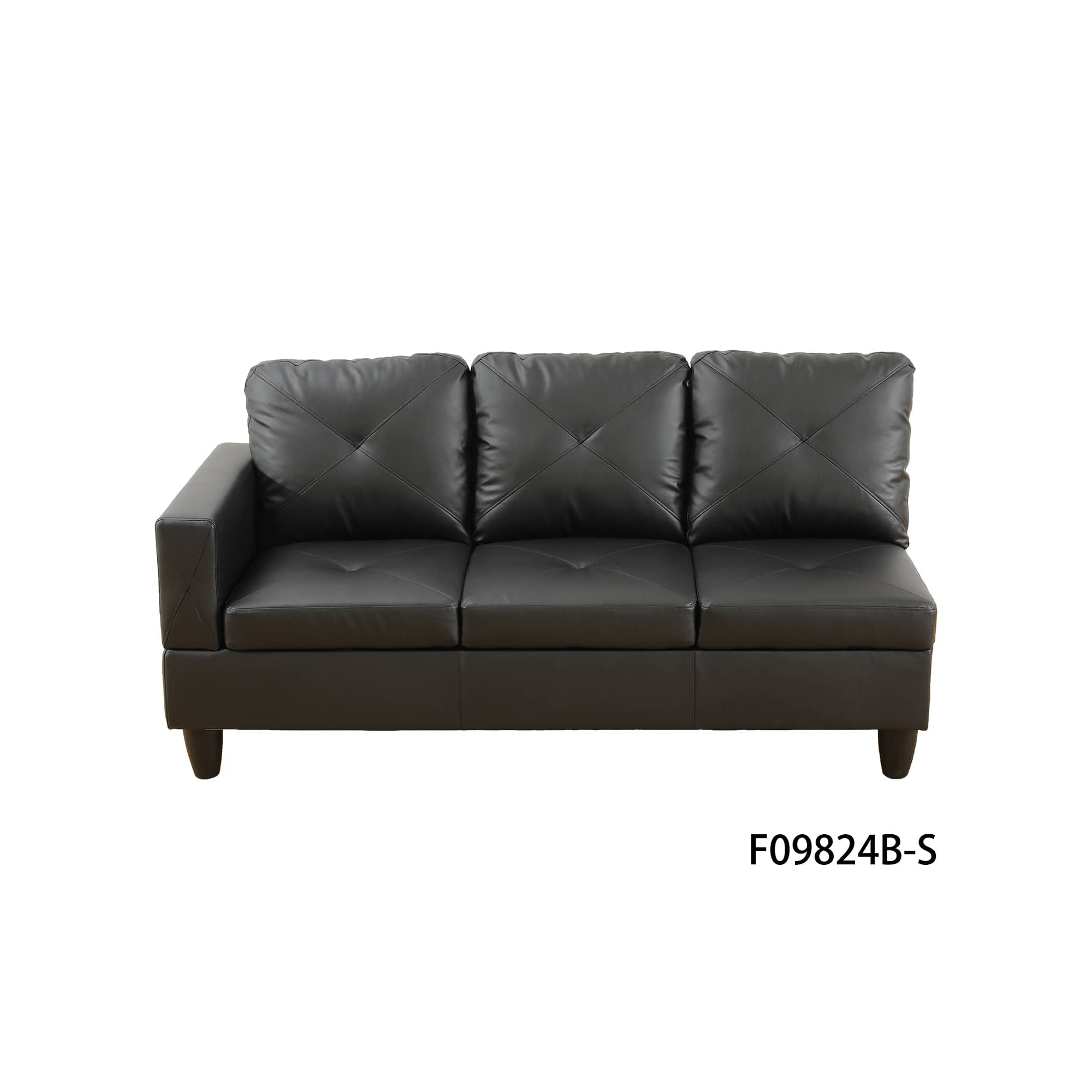 Alt View 5. Boyel Living - Premium Semi PU Upholstered Sofa Solid Wood Frame Double Spring with Right Chaise Lounge - Black.