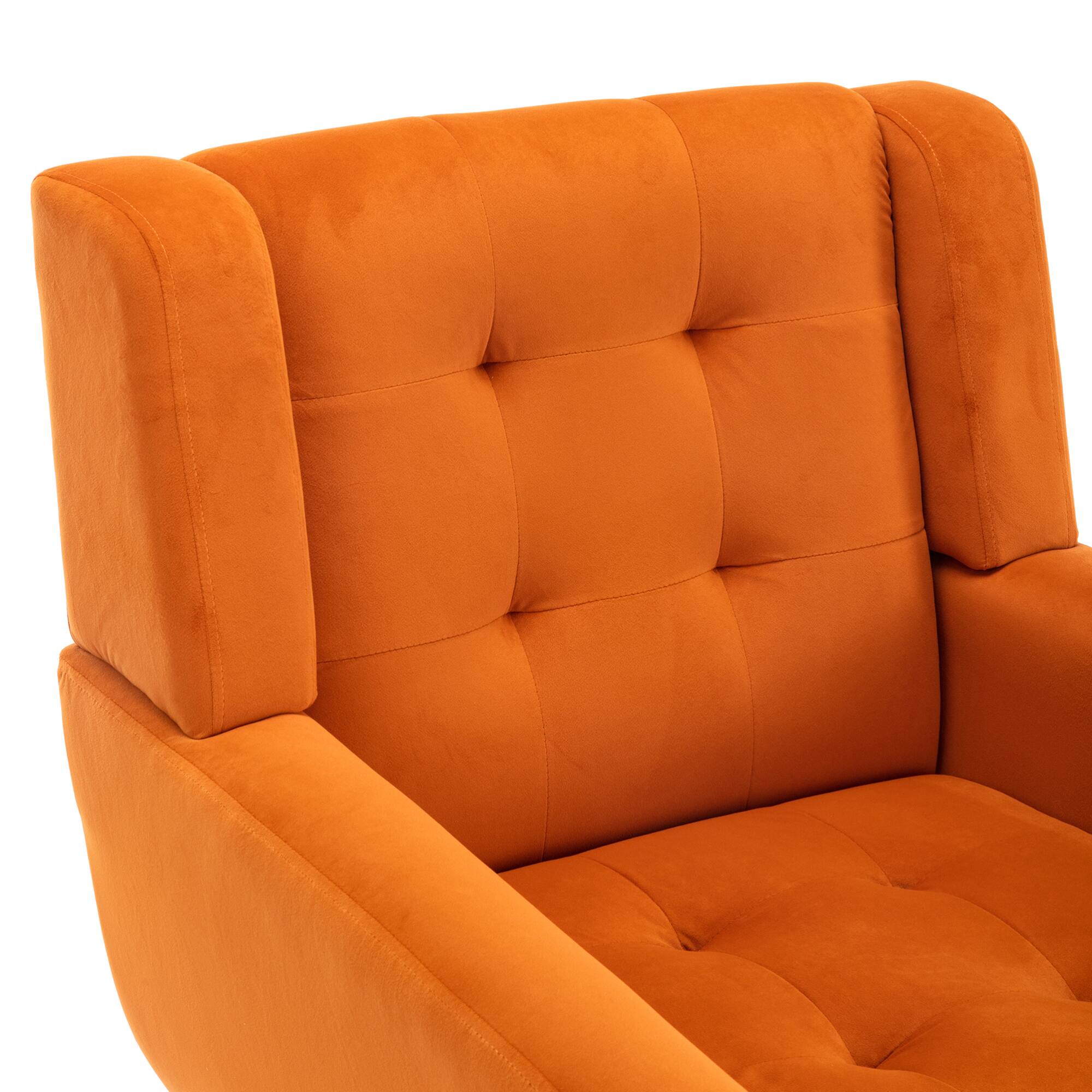 Alt View 6. GOODSILO - Luxury Velvet Upholstered Accent Chair with Ergonomic Design for Living Room and Bedroom Comfort - Orange.