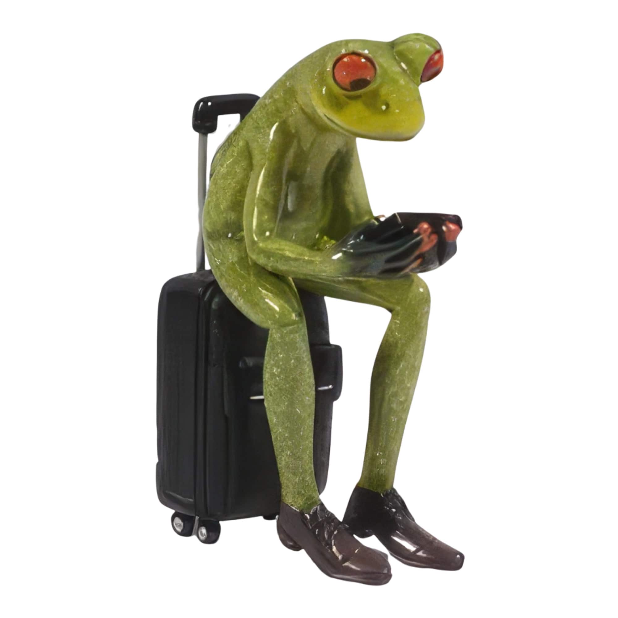 FC Design - 5.5"H Frog Sitting on Suitcase Figurine Statue Office Desk Tabletop Home Decor Gift - Multi-Color
