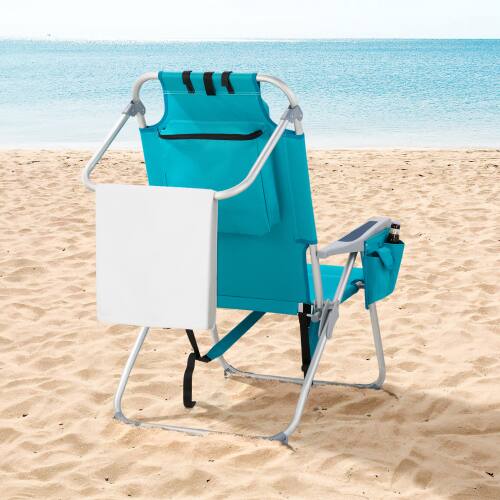 Alt View 7. Winado - 38in Backpack Beach Camping Chair Folding Heavy Duty, Aluminum Comfortable Adjustable Back with Cup Holder for Outdoor - Mint Green.