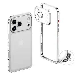 UUCOVER - Slim Metal Bumper Case for Apple iPhone 18 Pro Max with Metal Lens Cover, Backless Heat Dissipation Shockproof Rugged - Silver