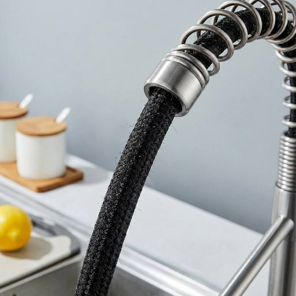 Left. Siljoy - Kitchen Faucet with Pull Down Sprayer Industrial 1 Handle 1 Hole Or 3 Hole Faucet Stainless Steel Brushed Nickel - Brushed Nickel.