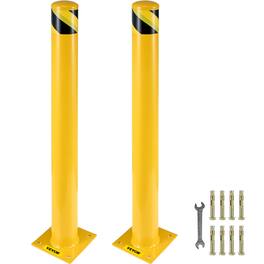 VEVOR - Safety Bollard, 48 Inch Height Bollard Post, 5.5 Inch Diameter Steel Pipe Safety Bollard Post, Yellow Steel Bollard - Black & Yellow