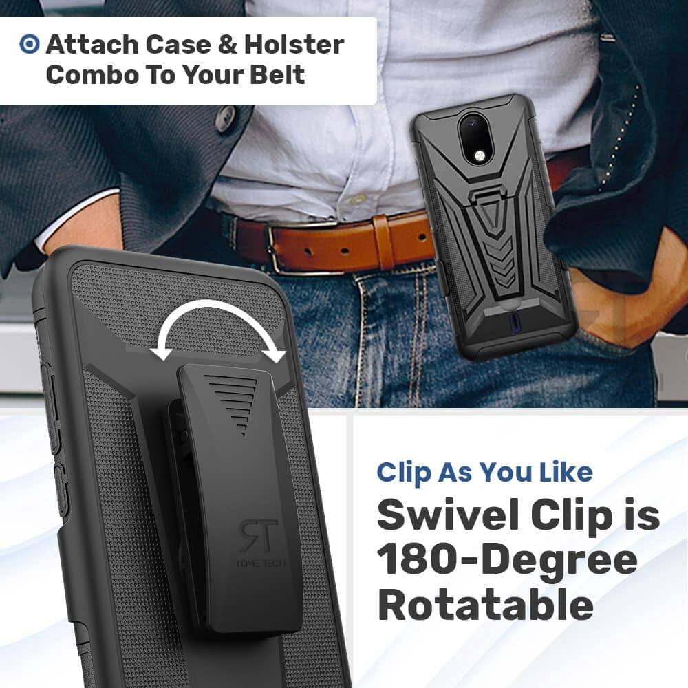 Attach Case & Holster Combo To Your Belt

Clip As You Like
Swivel Clip is 180-Degree Rotatable