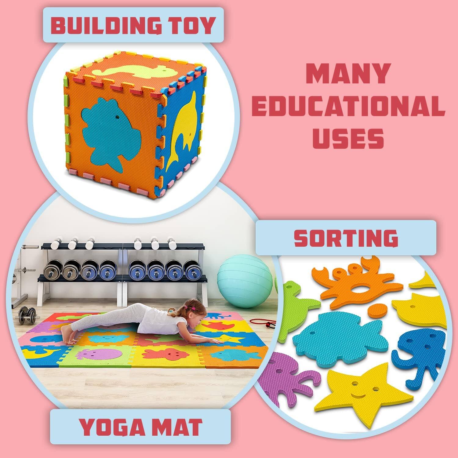 BUILDING TOY, MANY EDUCATIONAL USES, SORTING, YOGA MAT
