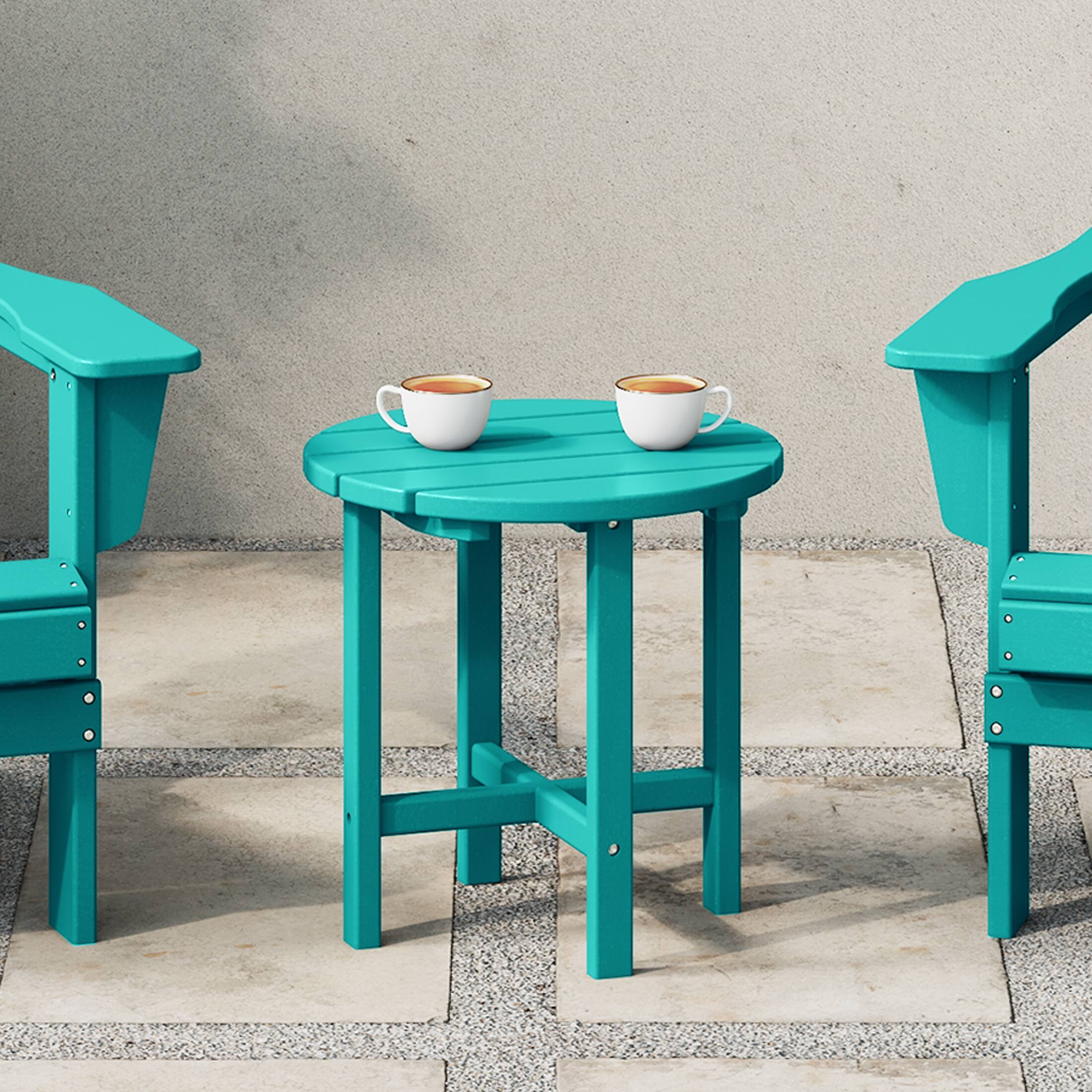 Angle. WestinTrends - WestinTrends Dylan Adirondack Round Outdoor Side Table - Turquoise.