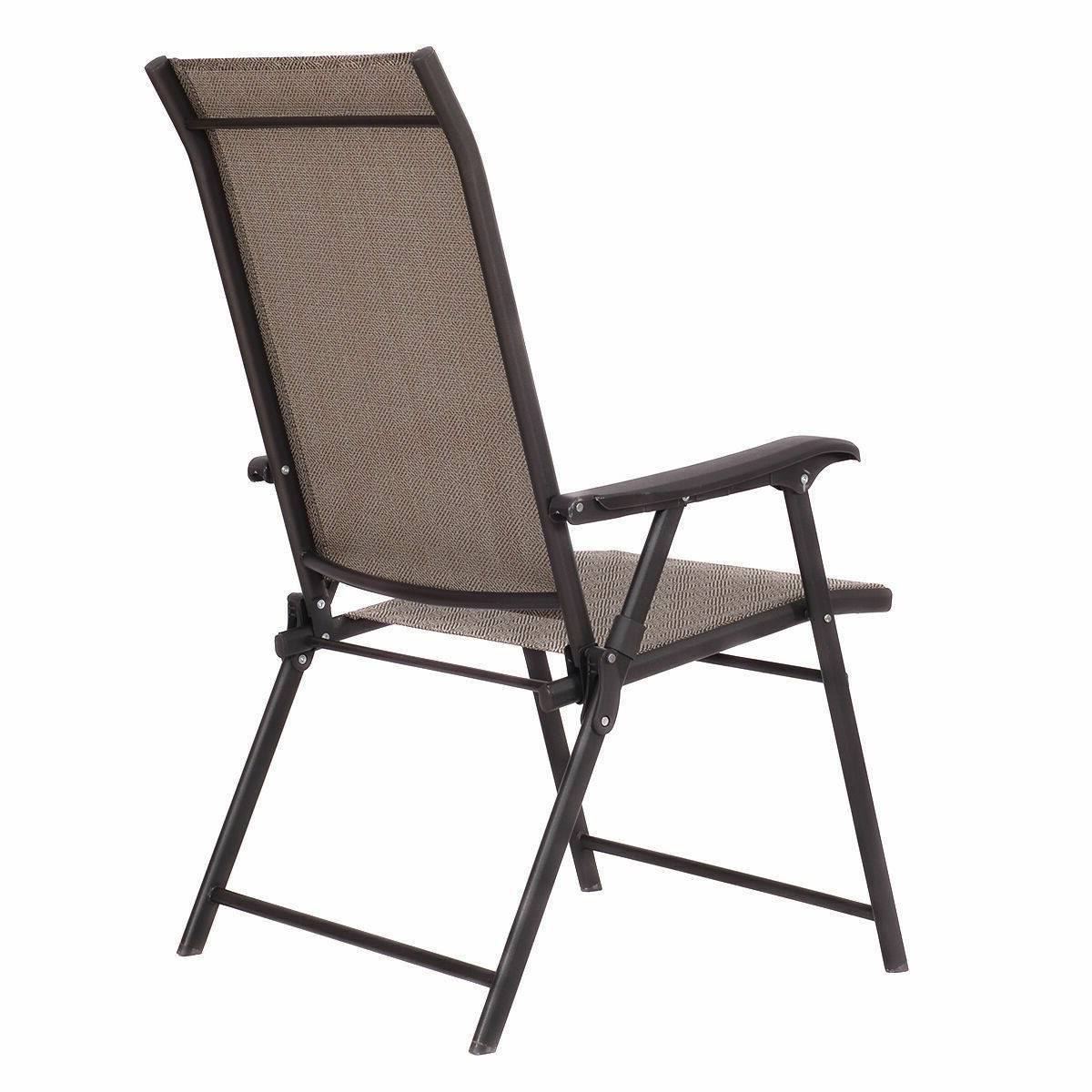 Alt View 1. Hivvago - Set of 2 Outdoor Folding Patio Chairs in Brown with Black Metal Frame - Brown with Black.