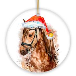 OrnamentallyYou - Watercolor Horse Christmas Ornament Circle Version - Multi-colored