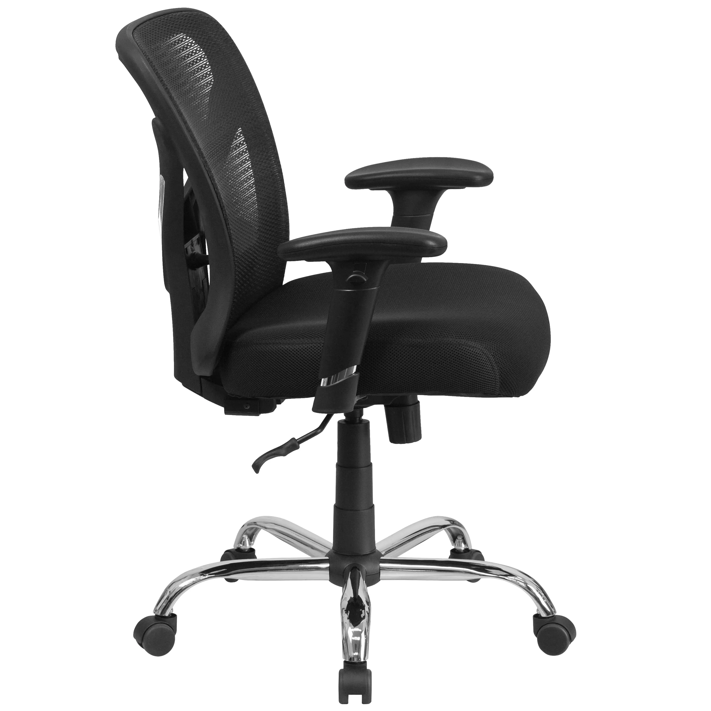 Alt View 6. Emma + Oliver - Big & Tall 400 lb. Rated Mesh Swivel Ergonomic Task Office Chair with Height Adjustable Back and Arms - Black.