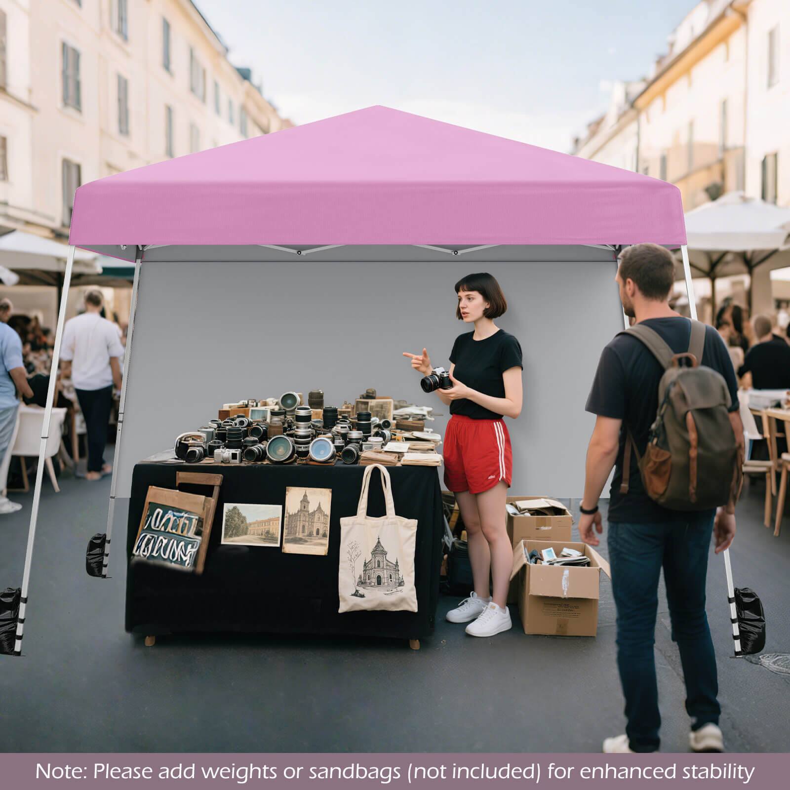 Note: Please add weights or sandbags (not included) for enhanced stability