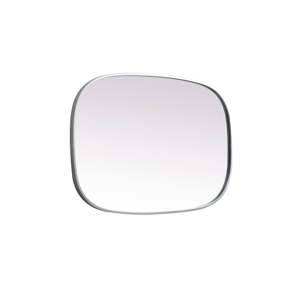 Left. Elegant Decor - Metal Frame Oval Mirror 24x36 Inch in Silver - Silver.