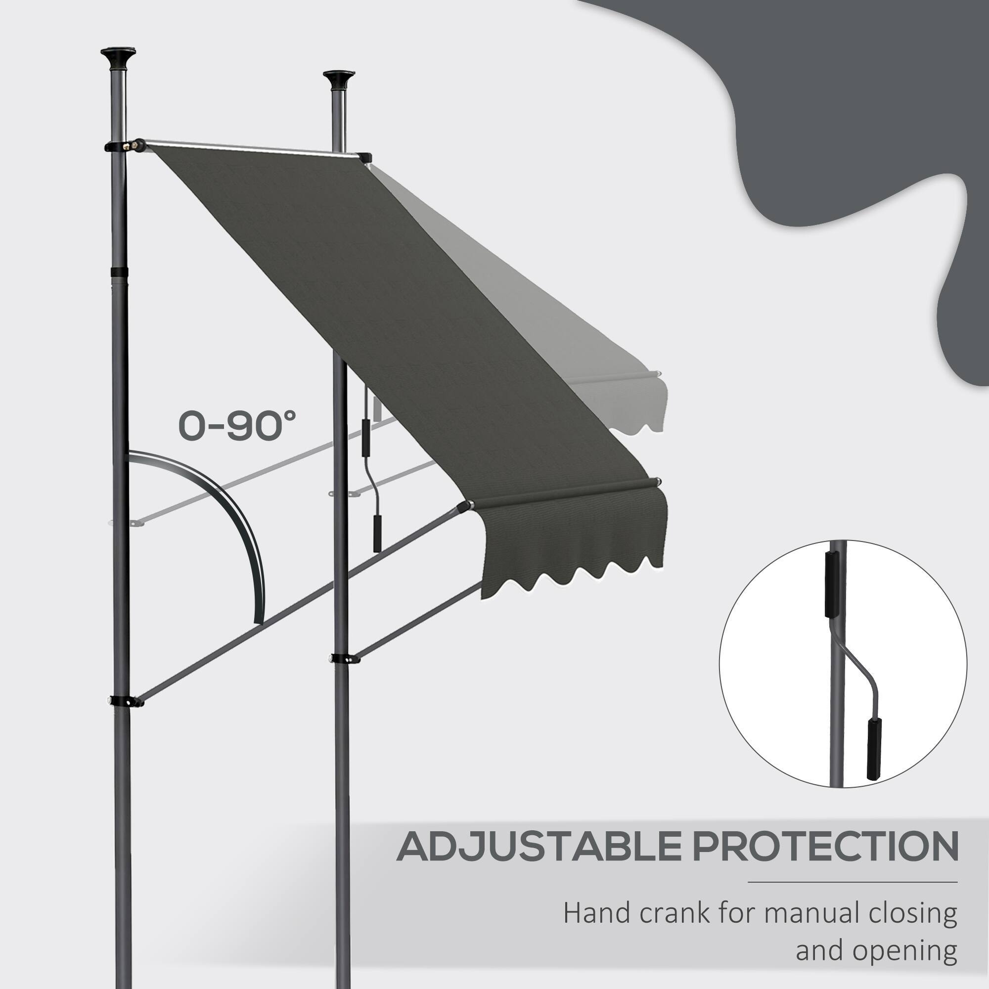 0-90° Adjustable Protection  
Hand crank for manual closing and opening