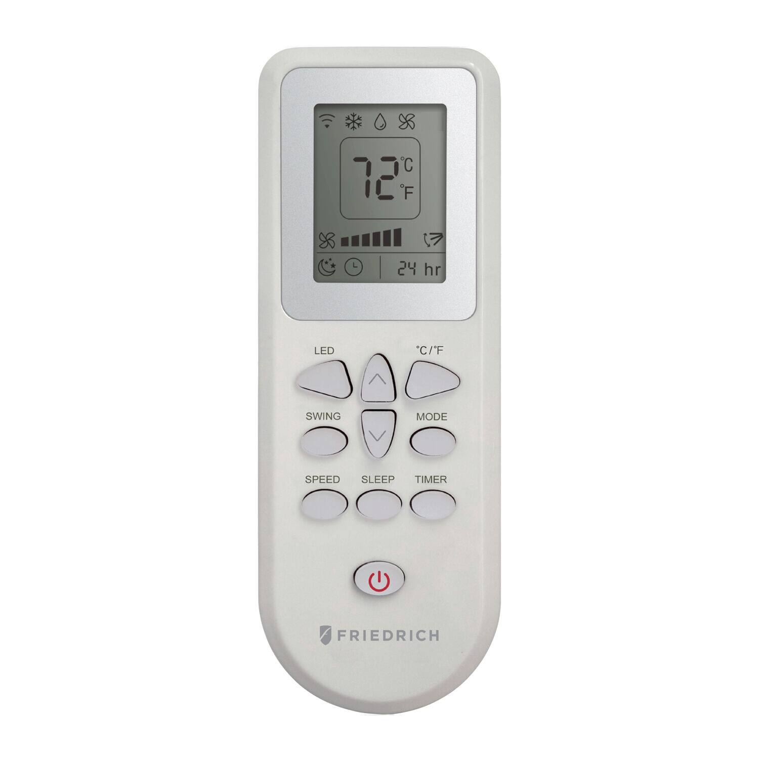 C 72 F 24 hr LED "C/F SWING MODE SPEED SLEEP TIMER FRIEDRICH
