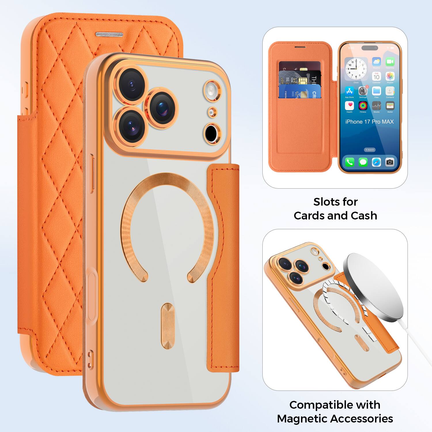 iPhone 17 Pro MAX  
Slots for Cards and Cash  
Compatible with Magnetic Accessories