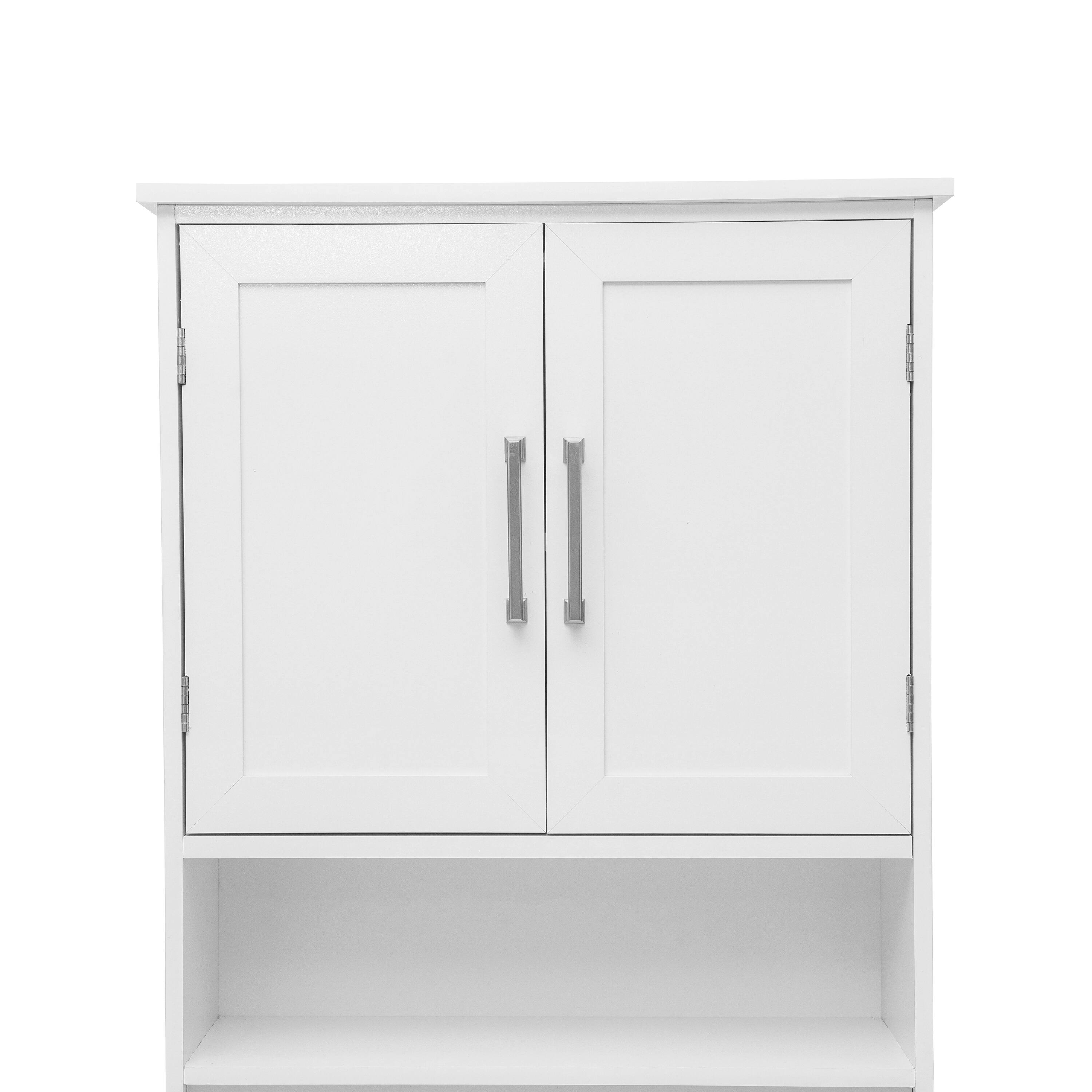 Alt View 10. Emma + Oliver - Modern Over the Toilet Cabinet with Shelves and Magnetic Closure Doors - White.
