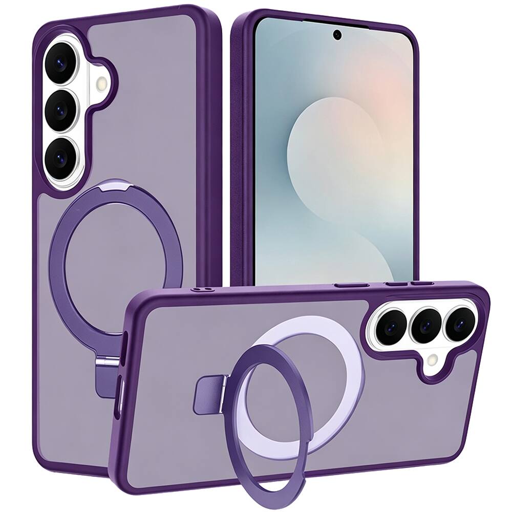 Equipd - Case for Galaxy S26 Plus (6.7") MagSafe Compatible Great Grip Feeling Shockproof Protective Cover w/ Magnetic Ring Stand - Purple