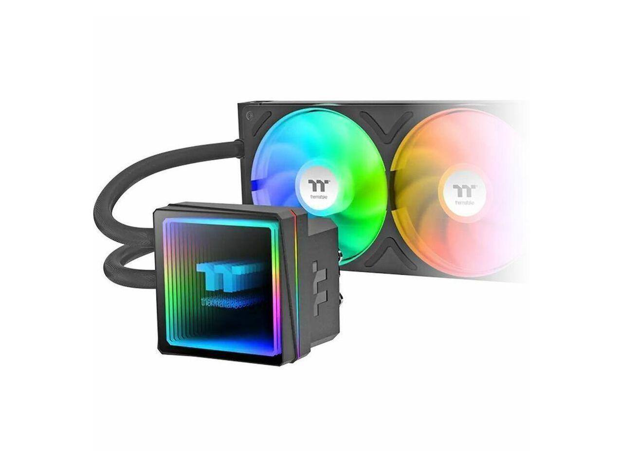 Alt View 3. Thermaltake - Thermaltake TH360 V3 ARGB CPU Cooler, 360mm Radiator, ARGB Fan, Rotatable Pump, Black - Black.