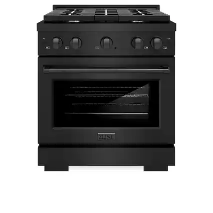 Front. ZLINE - 30" Paramount Gas Range with 4 Burners and Convection Oven (SGRB-30) - Black Stainless Steel.