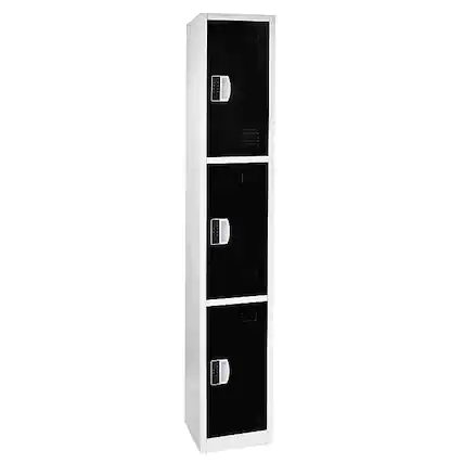 Front. AdirOffice - Storage Locker 629-Series 72" H 3-Tier Steel Compartment Digital Lock Locker - Black.