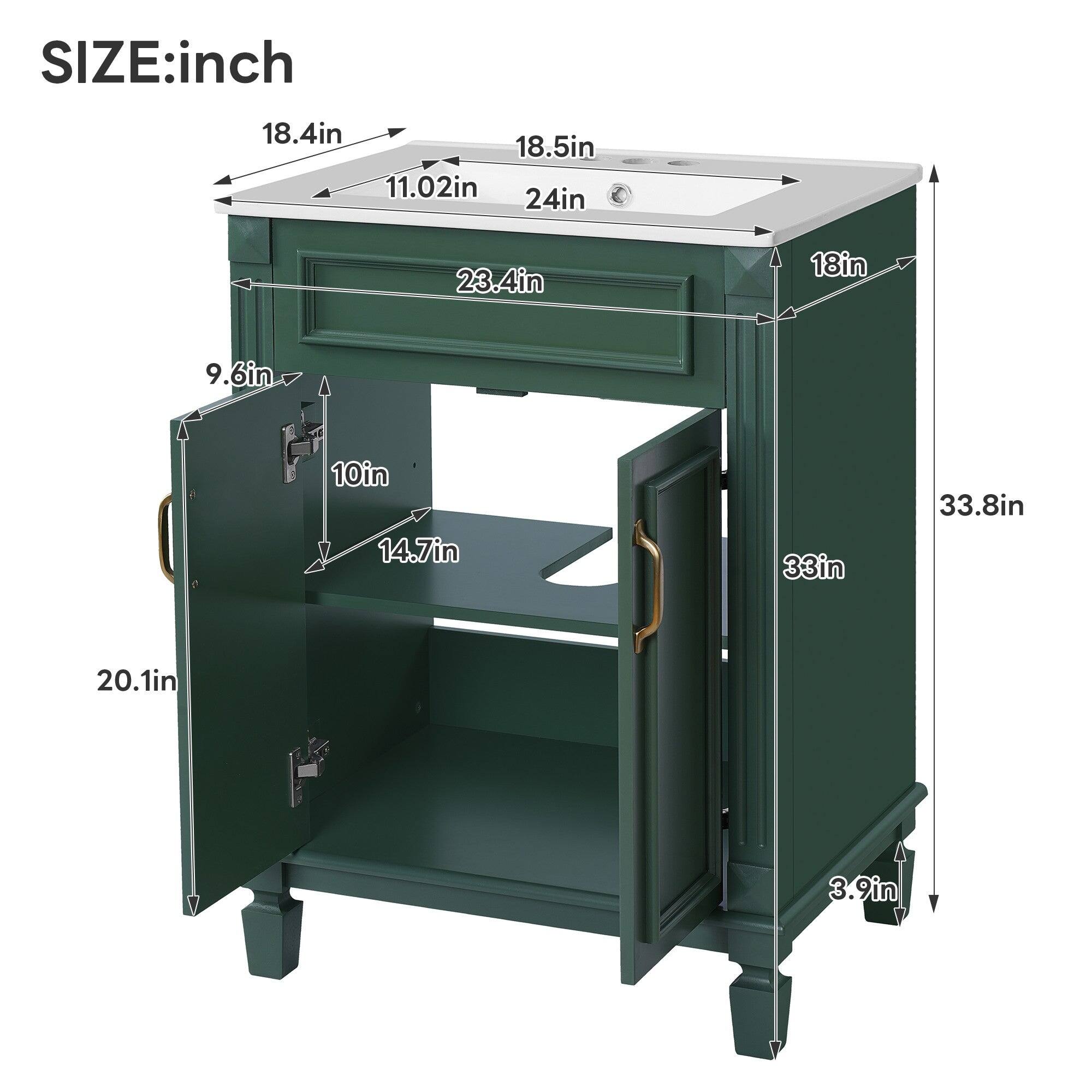 SIZE: inch  
18.4in 18.5in 11.02in 24in 23.4in 18in 9.6in 10in 14.7in 33in 33.8in 20.1in 3.9in