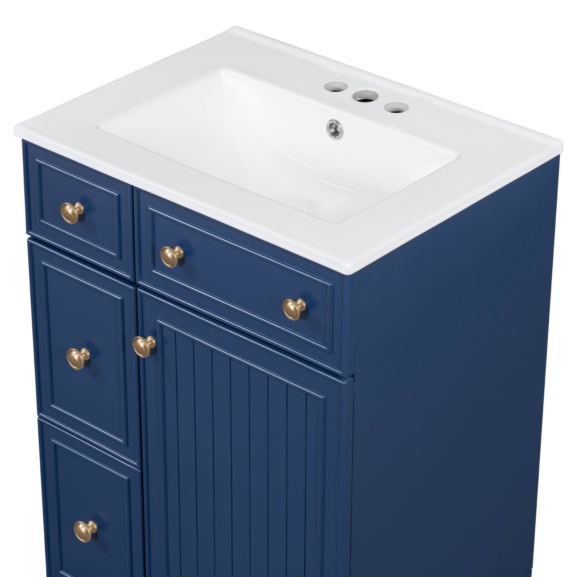 Alt View 8. ELEMENT ACE - Compact 24-Inch Bathroom Vanity Cabinet with Ceramic Sink and Ample Storage Space - Blue.