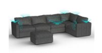 Lovesac - 6 Seats + 8 Sides Corded Velvet & Lovesoft with 10 Speaker Immersive Sound + Charge System - Charcoal Grey - Front_Zoom