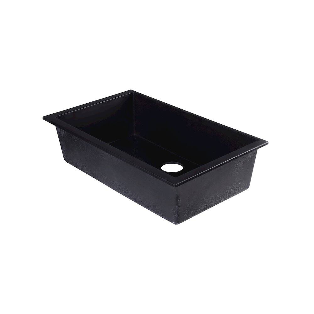Alt View 2. Alfi - ALFI brand Black 30 Undermount Single Bowl Granite Composite Kitchen Sink - Black.