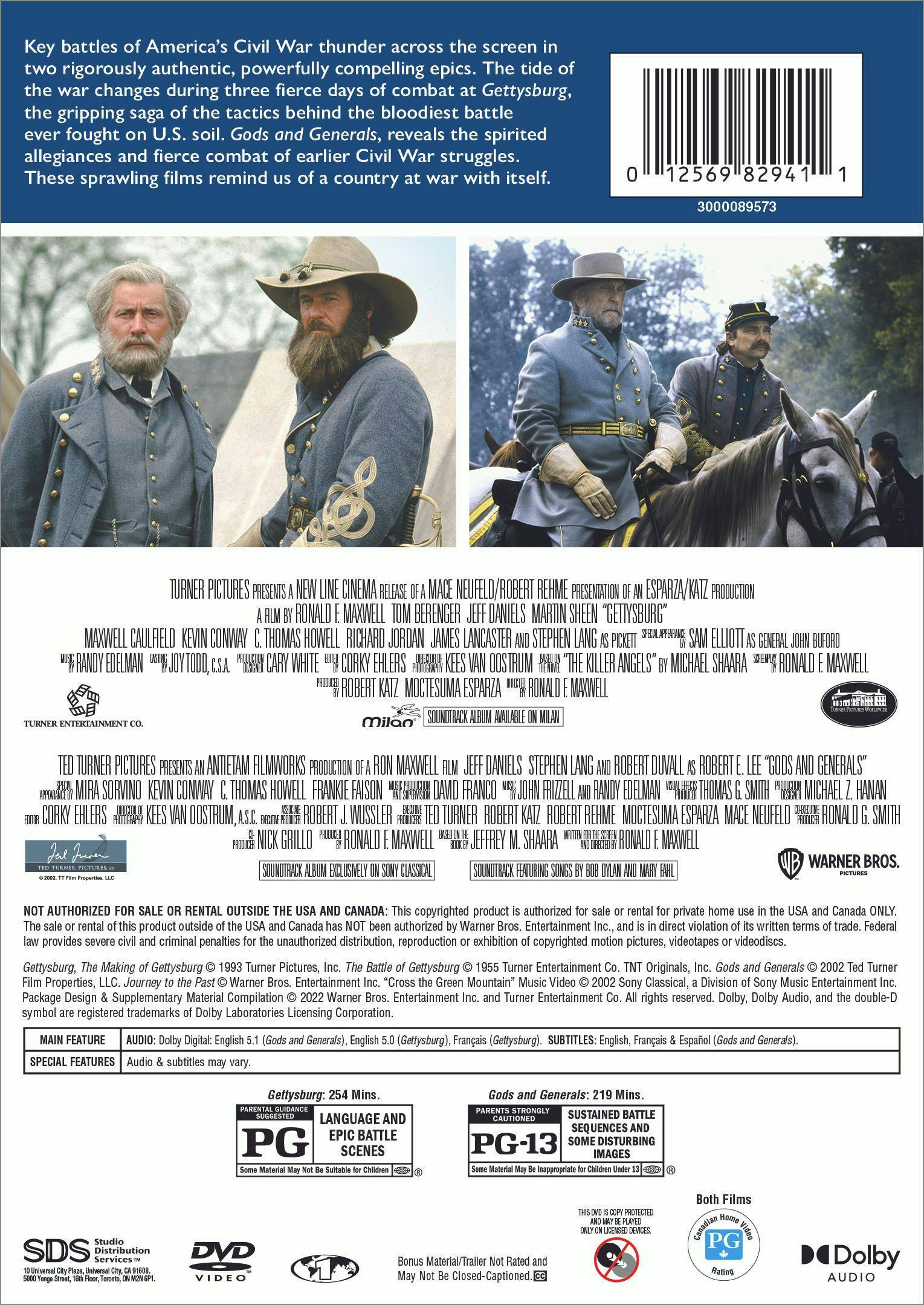 Back. Gettysburg/Gods & Generals (DVD Double Feature) [DVD].