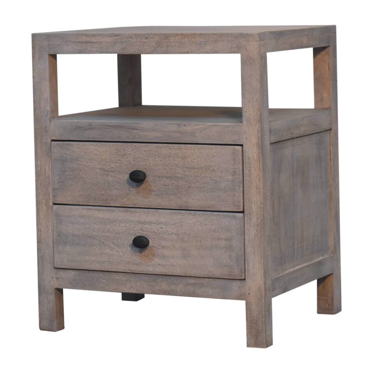 Back. Artisan Furniture - Artisan Furniture Solid Wood Acid Wash Bedside, 2 Drawers and 1 Open Slot - Acid Wash.