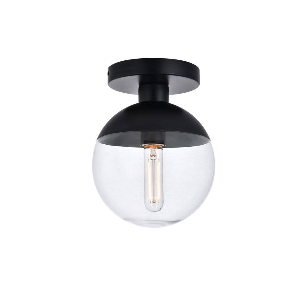 Alt View 2. Living District - Eclipse 1 Light Black Flush Mount With Clear Glass - Black And Clear.