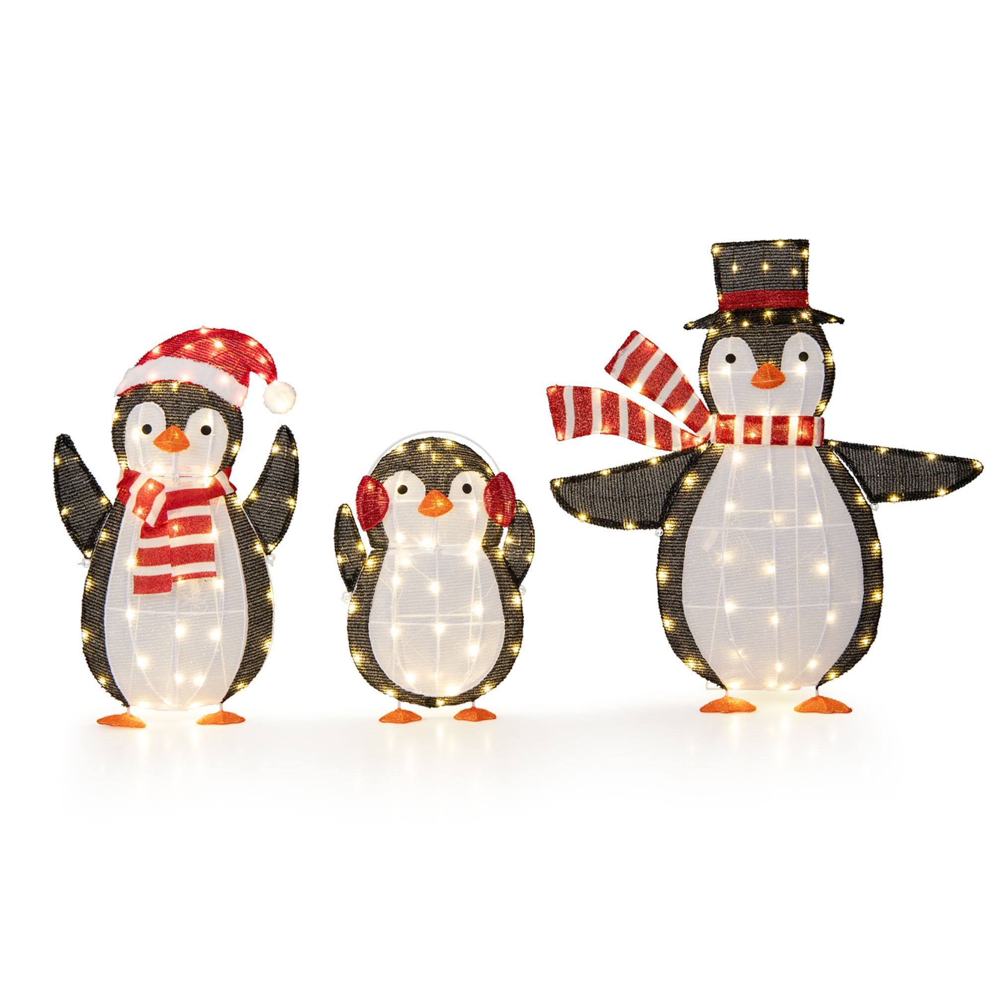 Alt View 9. Gymax - Gymax Lighted Christmas Penguins Set of 3 Christmas Penguin Decorations w/ LED Lights - Multicolor.