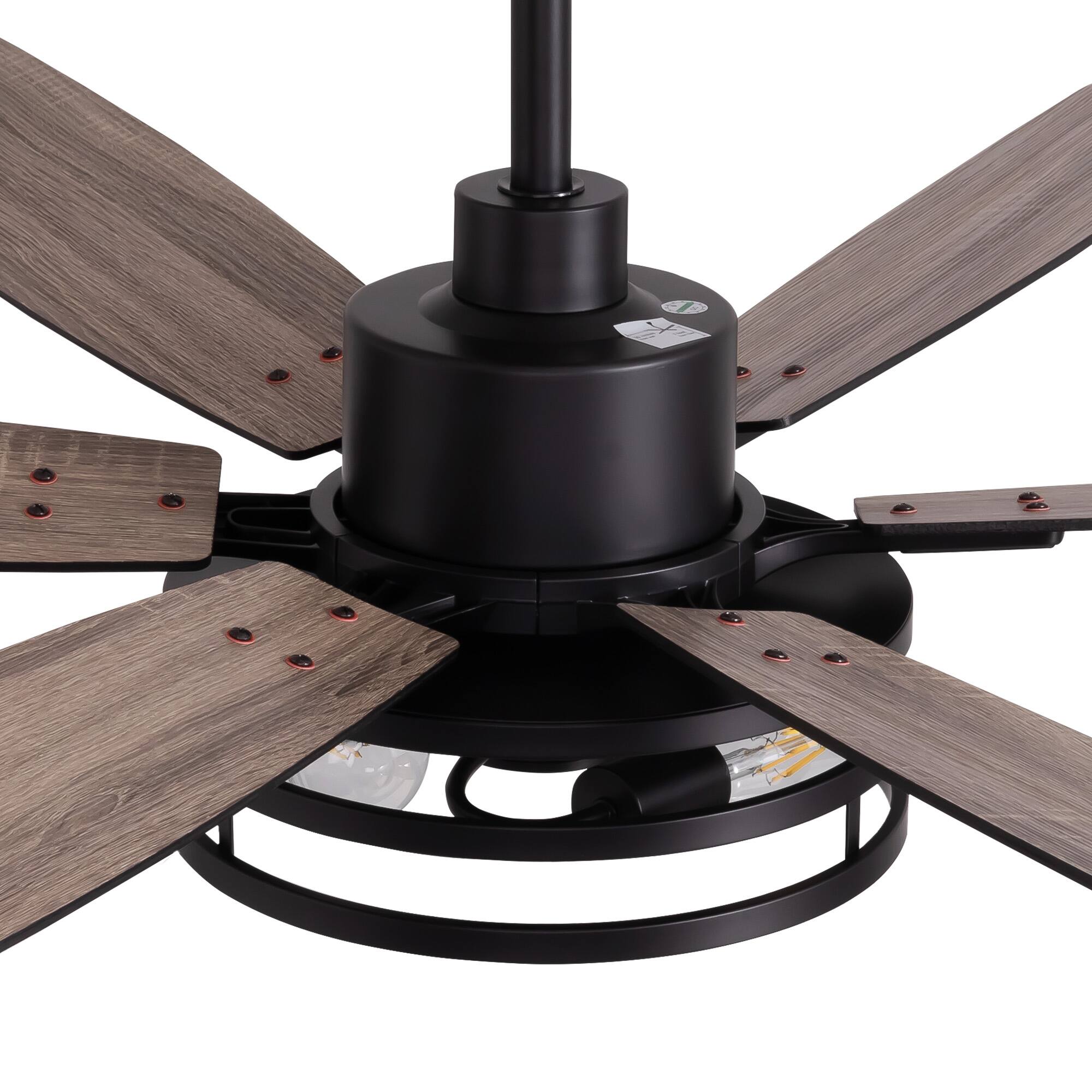 Alt View 8. Siljoy - 60-Inch Matte Black Farmhouse Cage Ceiling Fan with Light 6 Big Dual Color Blades for Living Room Bedroom Kitchen Patio - Black.