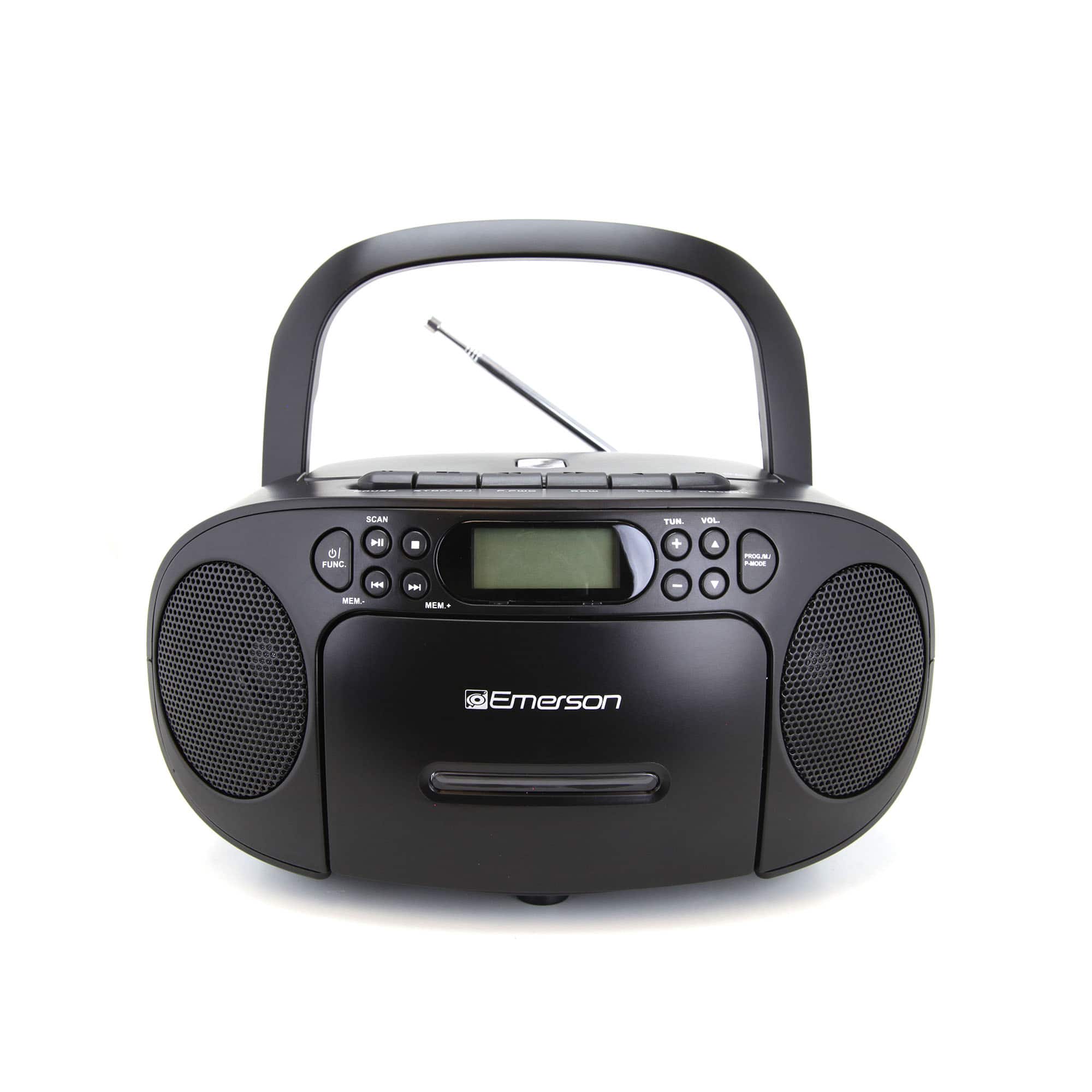 Emerson - Portable CD Player Boombox with Cassette Player Combo, Tape Recorder, AM/FM Radio, AUX Input, (EPB-3003 - Black