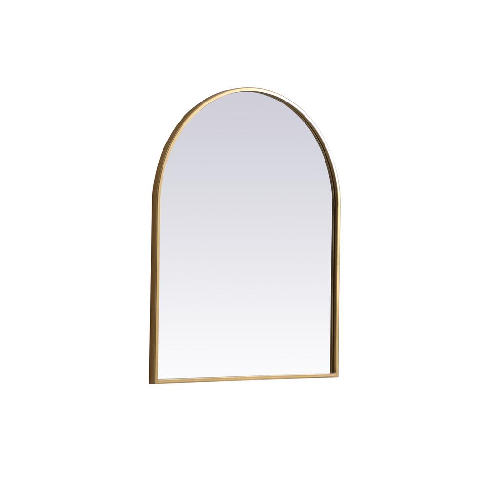Left. Elegant Decor - Metal Frame Arch Mirror 24x30 Inch in Brass - Brass.