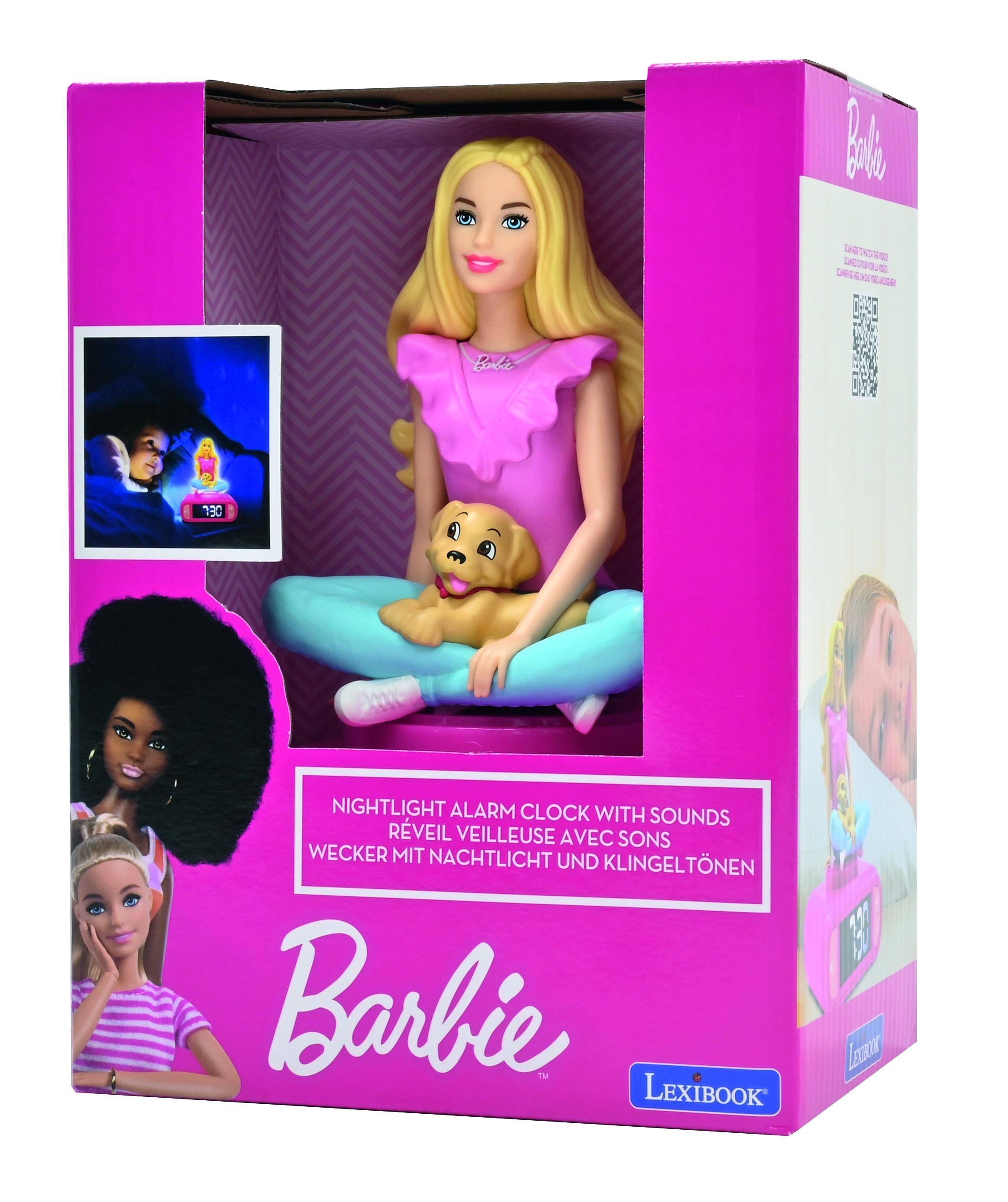 BTS GCOPS d SG boli 130 NIGHTLIGHT ALARM CLOCK WITH SOUNDS RVEIL VEILLEUSE AVEC SONS WECKER MIT NACHTLICHT UND KLINGELTÖNEN Barbie TM LEXIBOOK 150