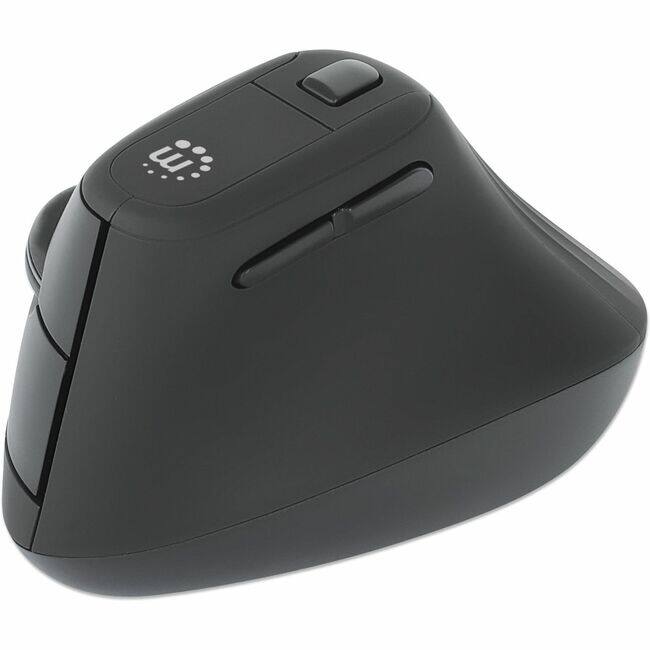 Front. Manhattan - Manhattan Vertical Ergonomic Wireless USB Mouse - Optical - Wireless - 32.81 ft - Radio Frequency - 2.40 GHz - Black - U - Black.
