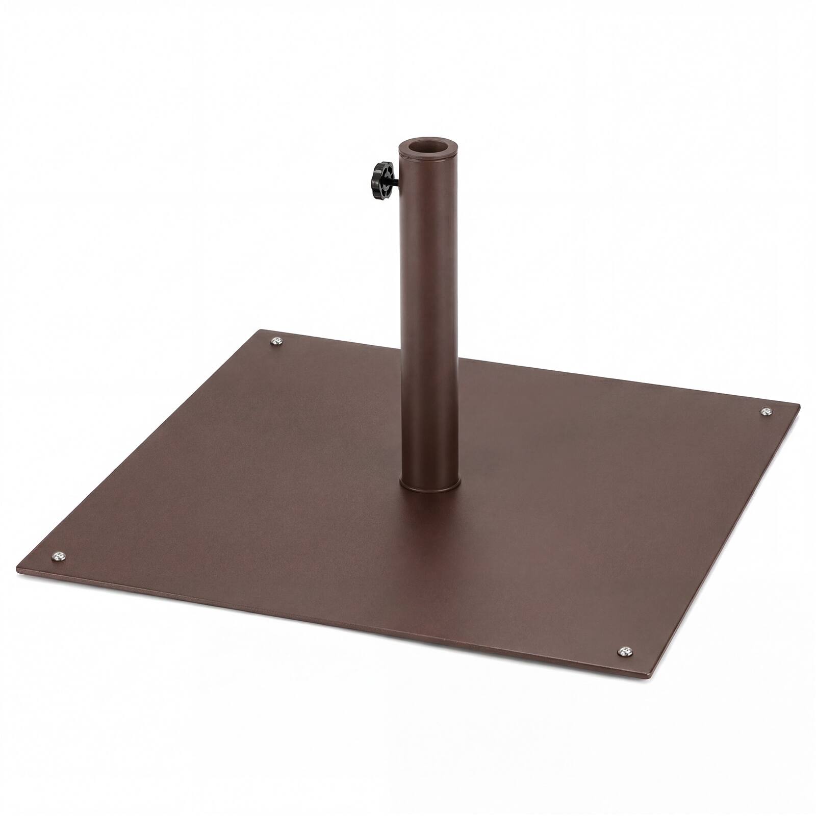 Front. Gymax - Gymax 25'' Square Patio Umbrella Base Weighted 42 LBS Outdoor Market Stand Footpads - Brown.