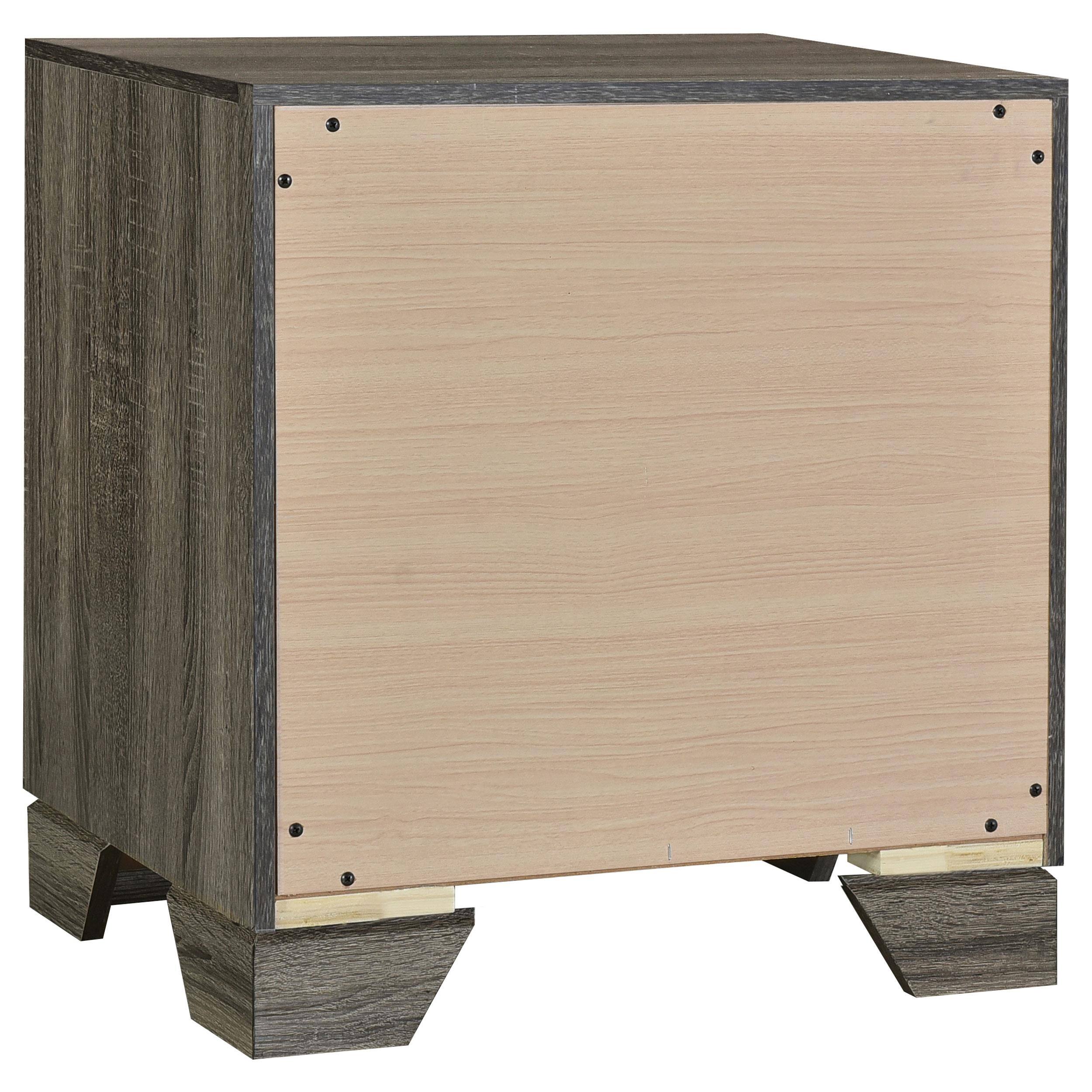 Left. Manhattan Lane - Reay Nightstand, Oak Finish, 2 Drawers Metal Bar Handles - Oak Brown, Silver.