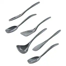 Hutzler - 6 Piece Melamine Mini 7.5 Inch Cooking Utensil Set - Gray