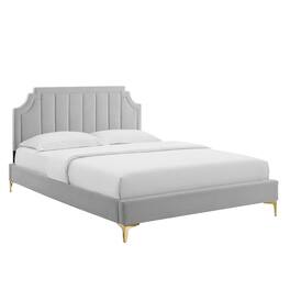 Modway - Sienna Performance Velvet Twin Platform Bed - Gray