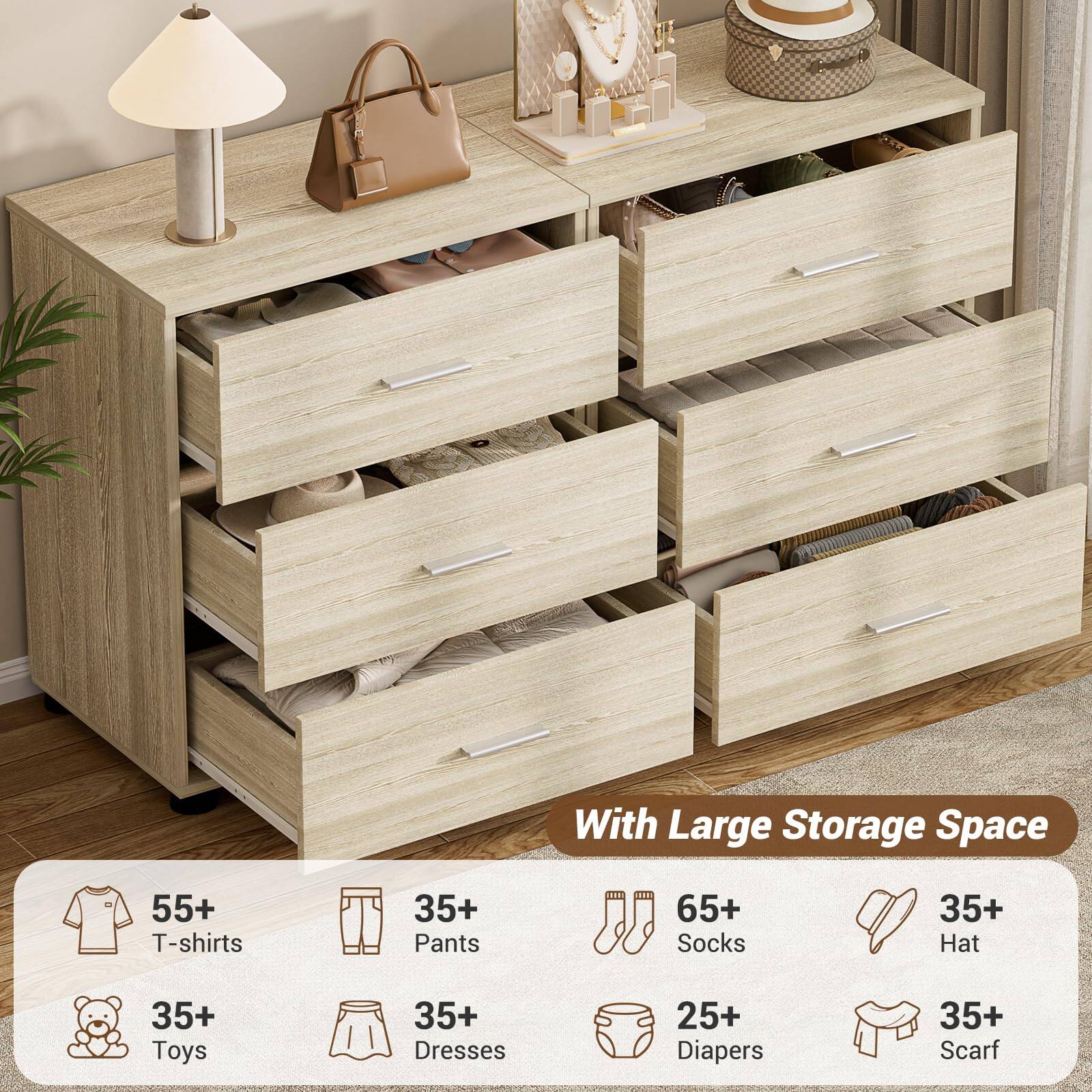 With Large Storage Space

- 55+ T-shirts
- 35+ Pants
- 65+ Socks
- 35+ Hat
- 35+ Toys
- 35+ Dresses
- 25+ Diapers
- 35+ Scarf